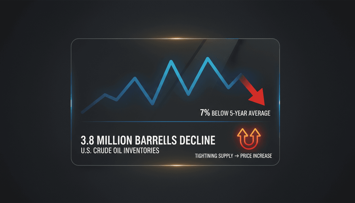Graph showing the decline in U.S. crude oil inventories over time.
