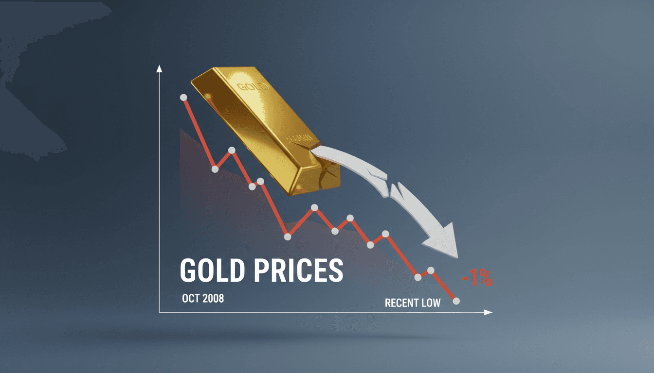 Graph showing the decline in gold prices over recent months.