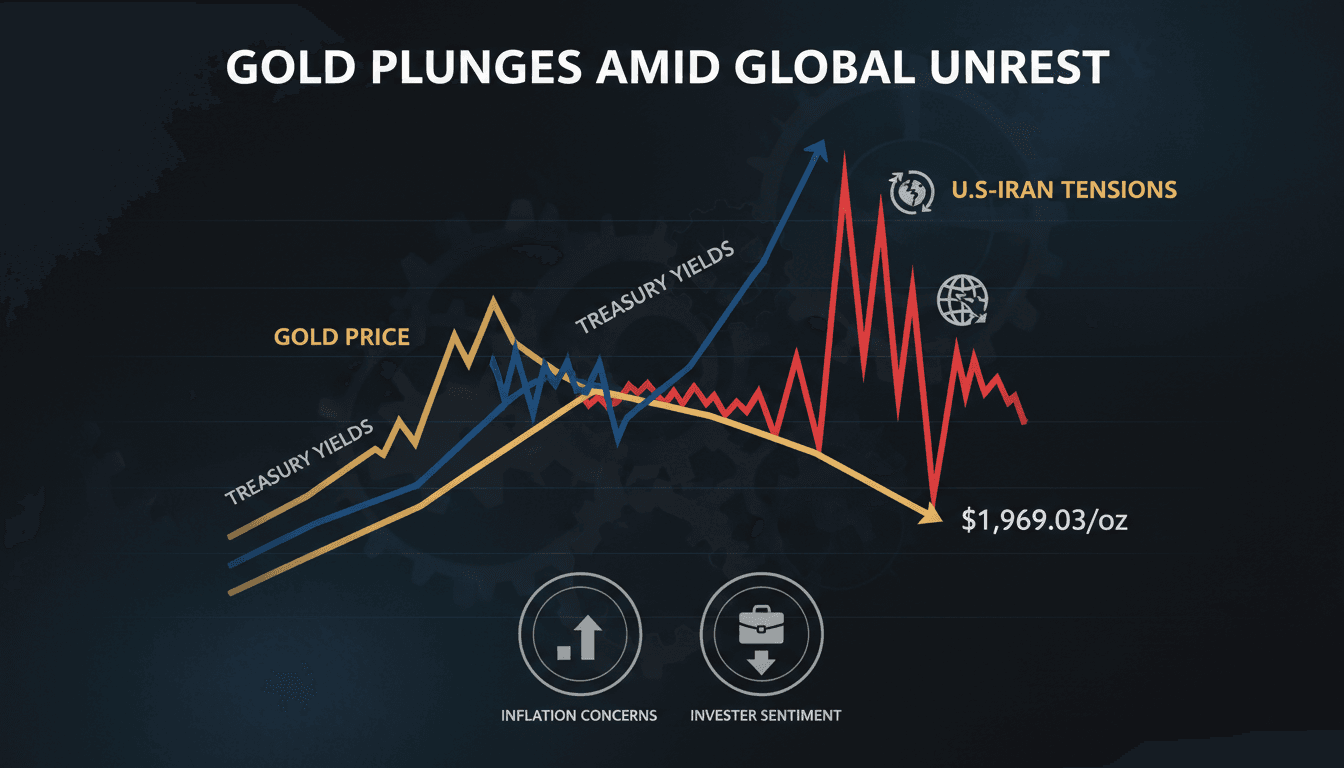 Gold prices decline to seven-month low amid rising Treasury yields and U.S.-Iran tensions