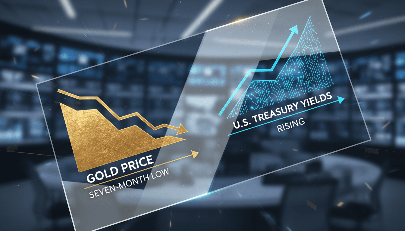 Graph showing the decline in gold prices and rising U.S. Treasury yields.
