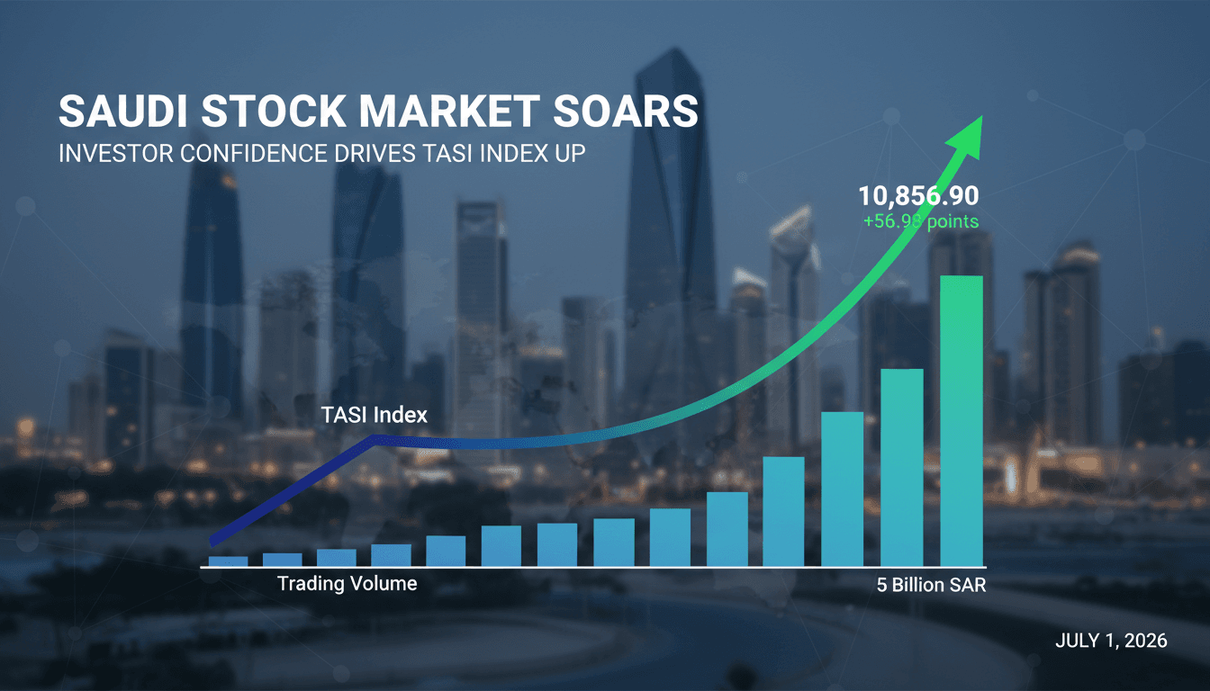 TASI index performance chart showing recent gains in the Saudi stock market.