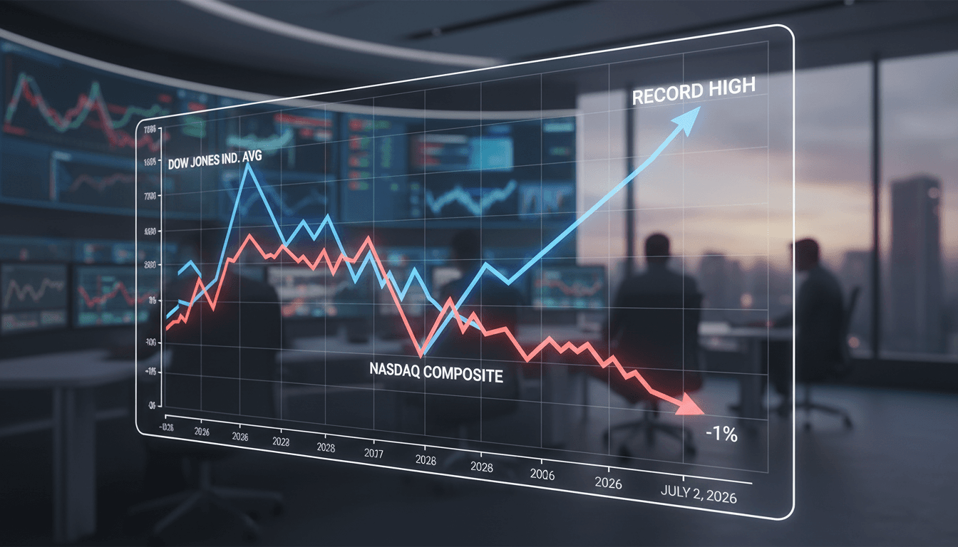 Chart showing the performance of the Dow Jones and Nasdaq Composite