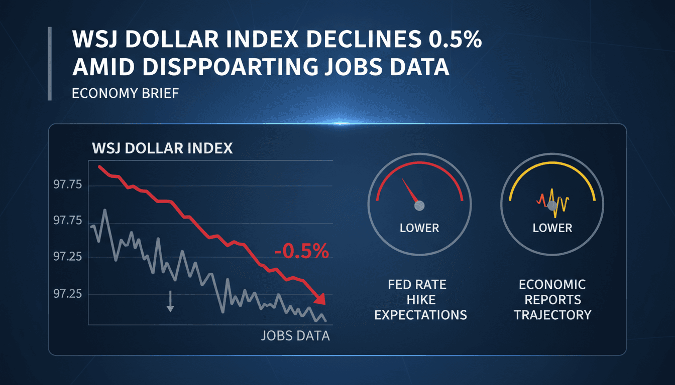 Graph showing the decline of the WSJ Dollar Index and its correlation with jobs data.