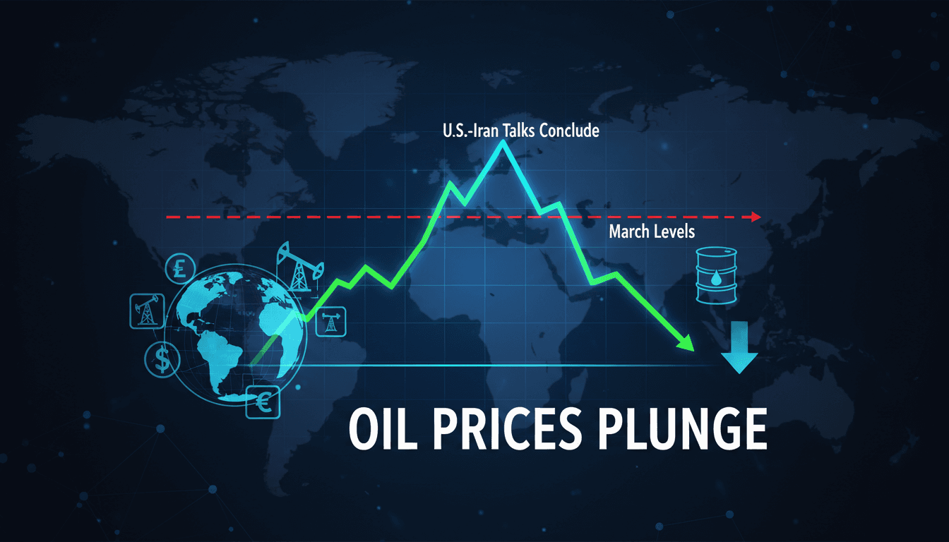 Graph showing the decline in oil prices following U.S.-Iran negotiations.