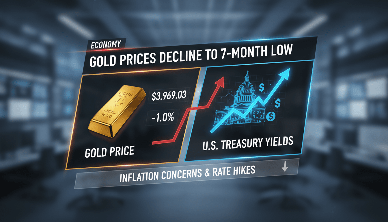 Gold prices decline to seven-month low amid rising U.S. Treasury yields