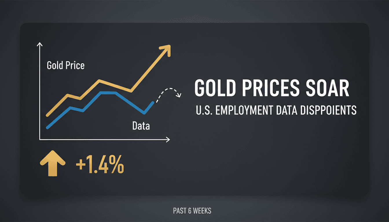 Gold prices rise over 1% as U.S. employment data disappoints