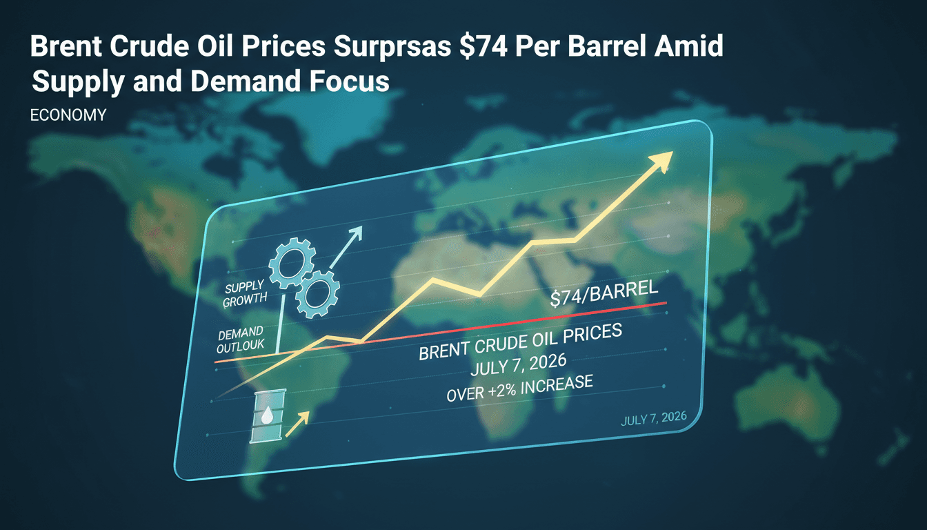 Graph showing the rise in Brent crude oil prices above $74 per barrel.