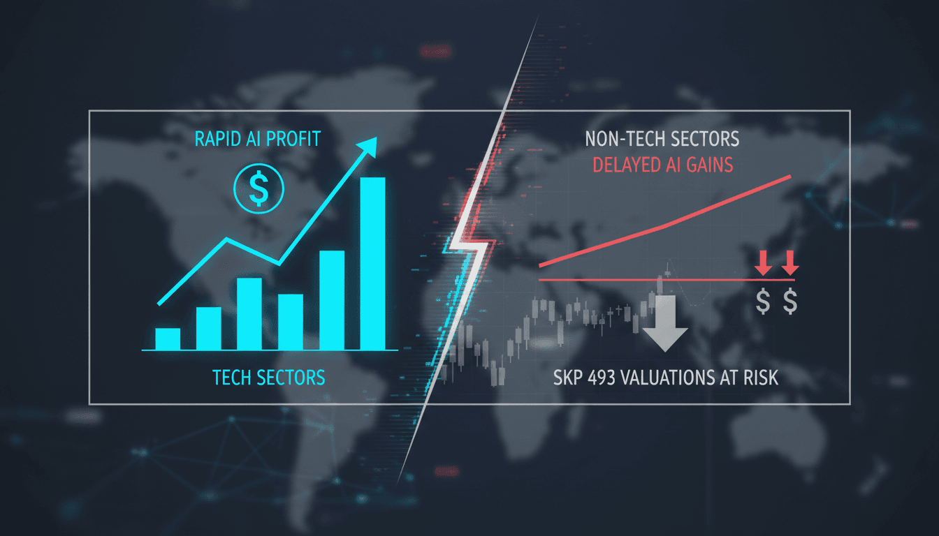 Graph showing AI profitability trends in tech vs. non-tech sectors