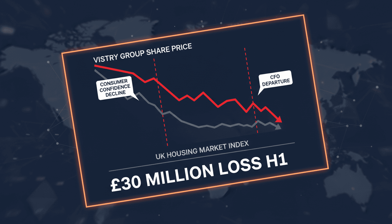 Vistry Group logo with a backdrop of declining housing market graphics