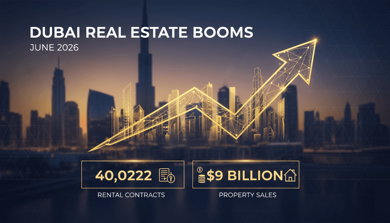 Aerial view of Dubai's skyline showcasing real estate developments.