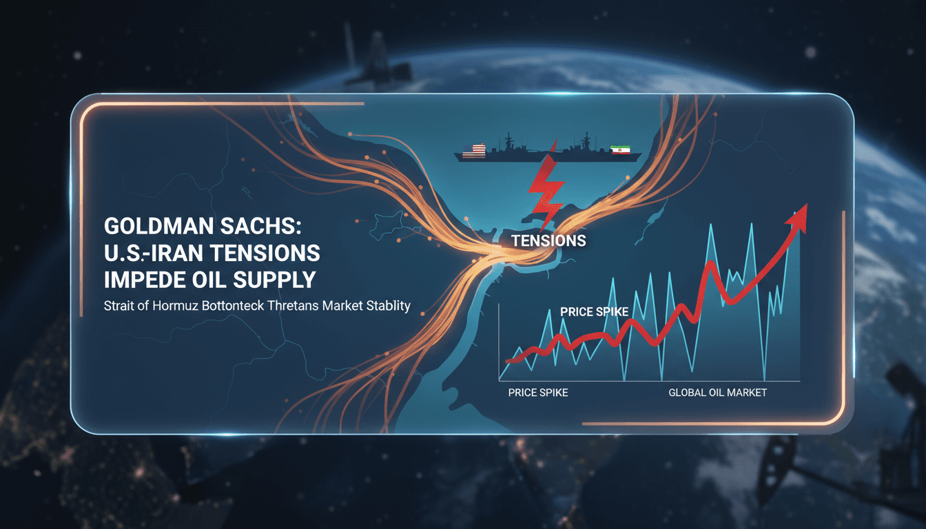 Illustration of oil supply routes through the Strait of Hormuz and geopolitical tensions.