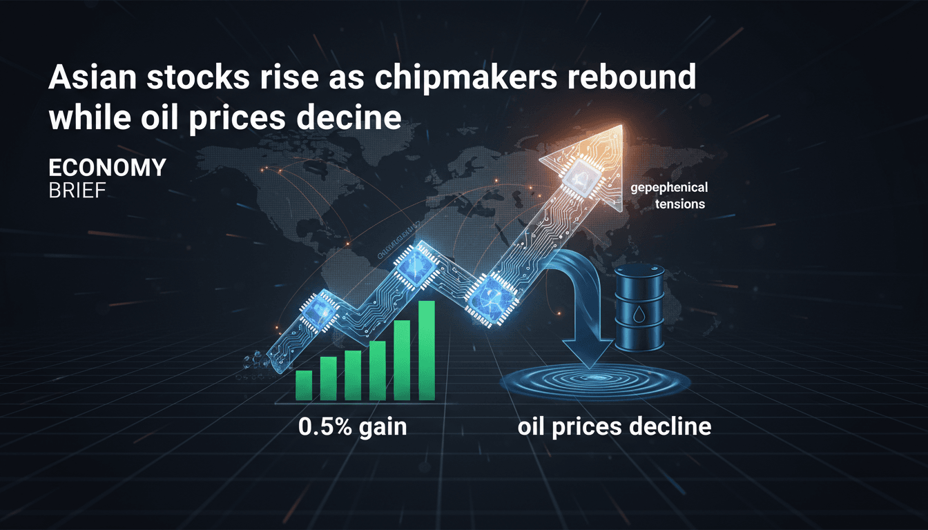 Asian stock market trends with a focus on chipmaker performance and oil price fluctuations.