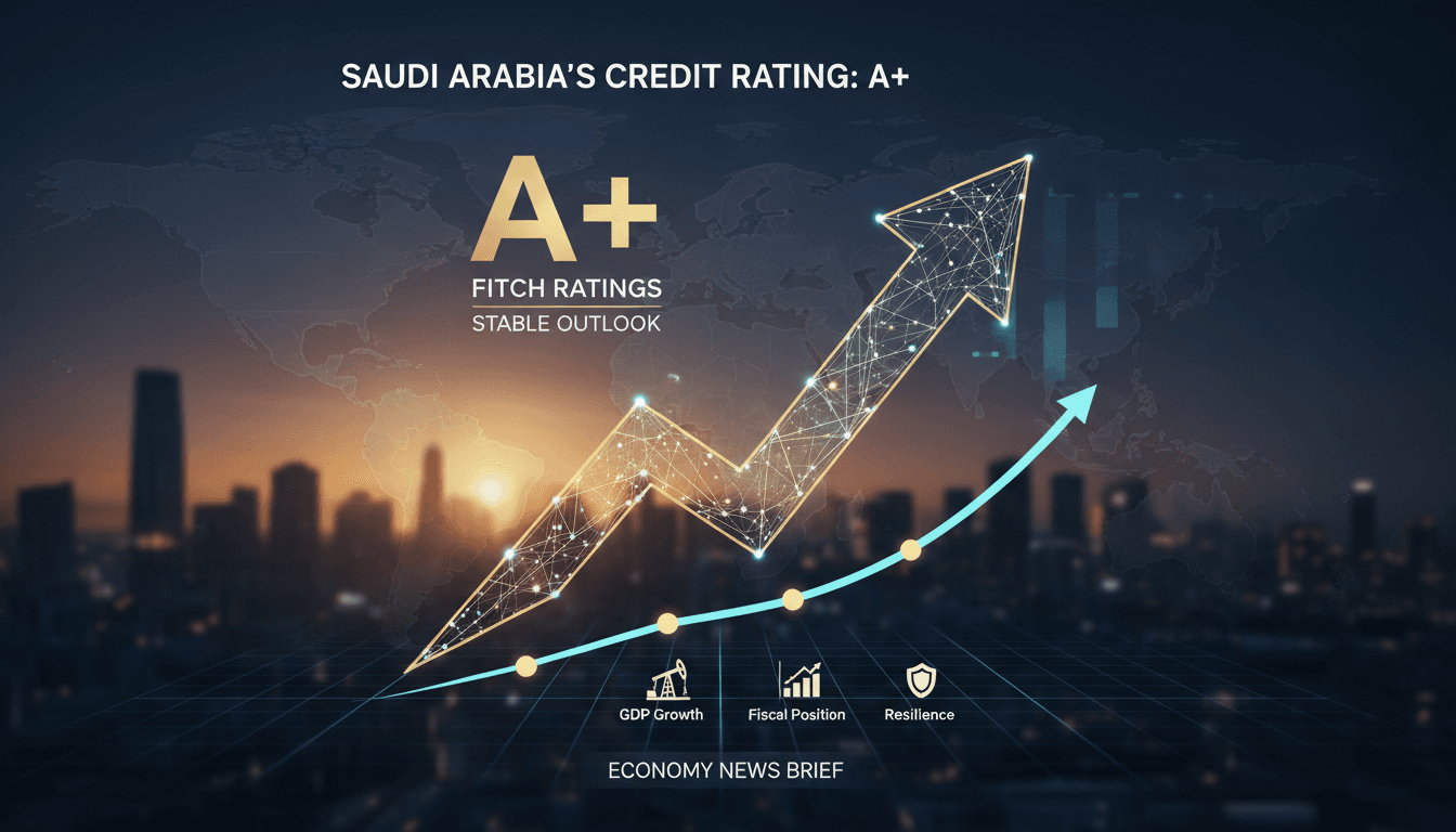 Infographic showing Saudi Arabia's credit rating and economic indicators