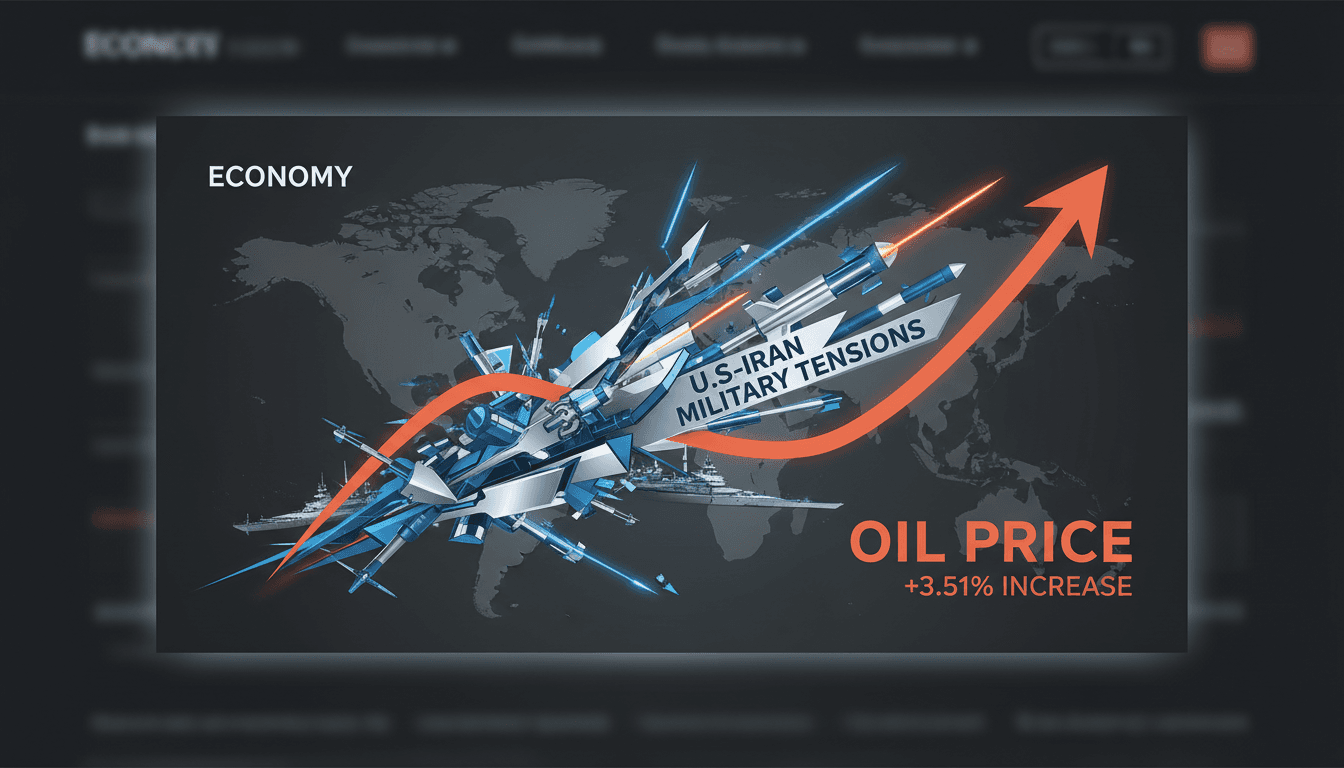Oil prices rise due to military tensions between the U.S. and Iran.