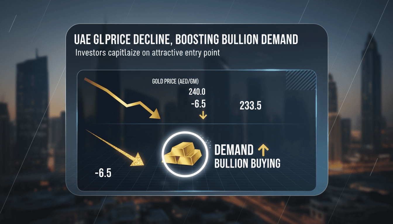 Gold bars and coins reflecting the recent price trends in the UAE market.