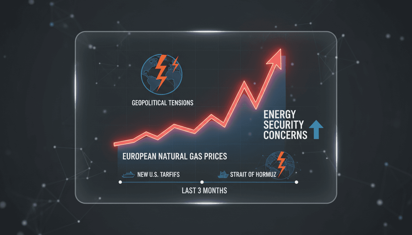 Graph showing the rise in European natural gas prices amid geopolitical tensions.