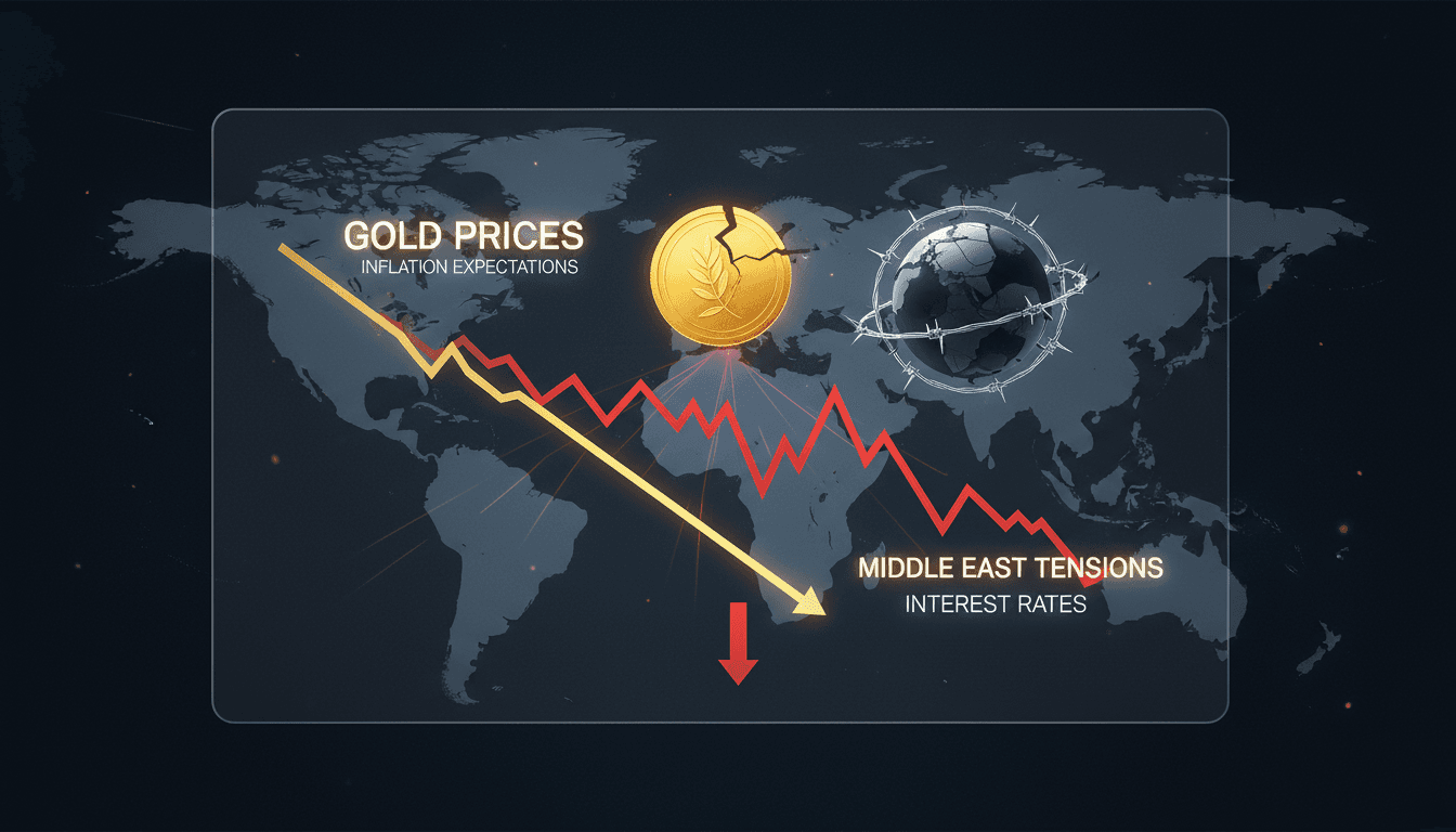 Gold bars with a backdrop of a world map highlighting the Middle East.