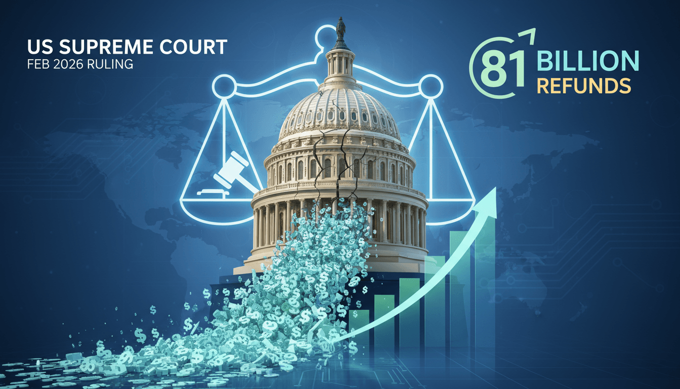 U.S. Supreme Court building with a focus on trade policy changes.