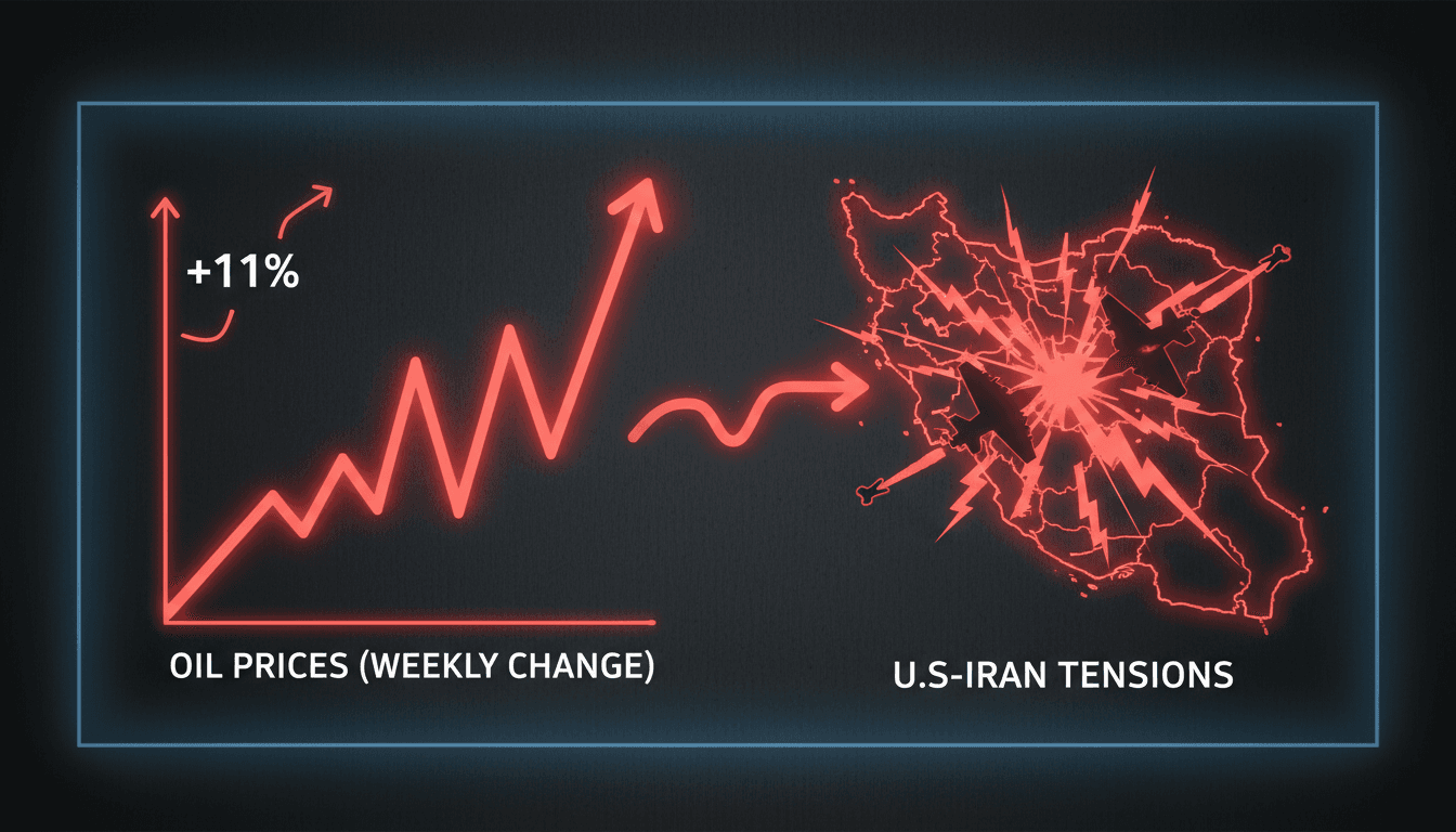 Graph showing the rise in oil prices amid geopolitical tensions