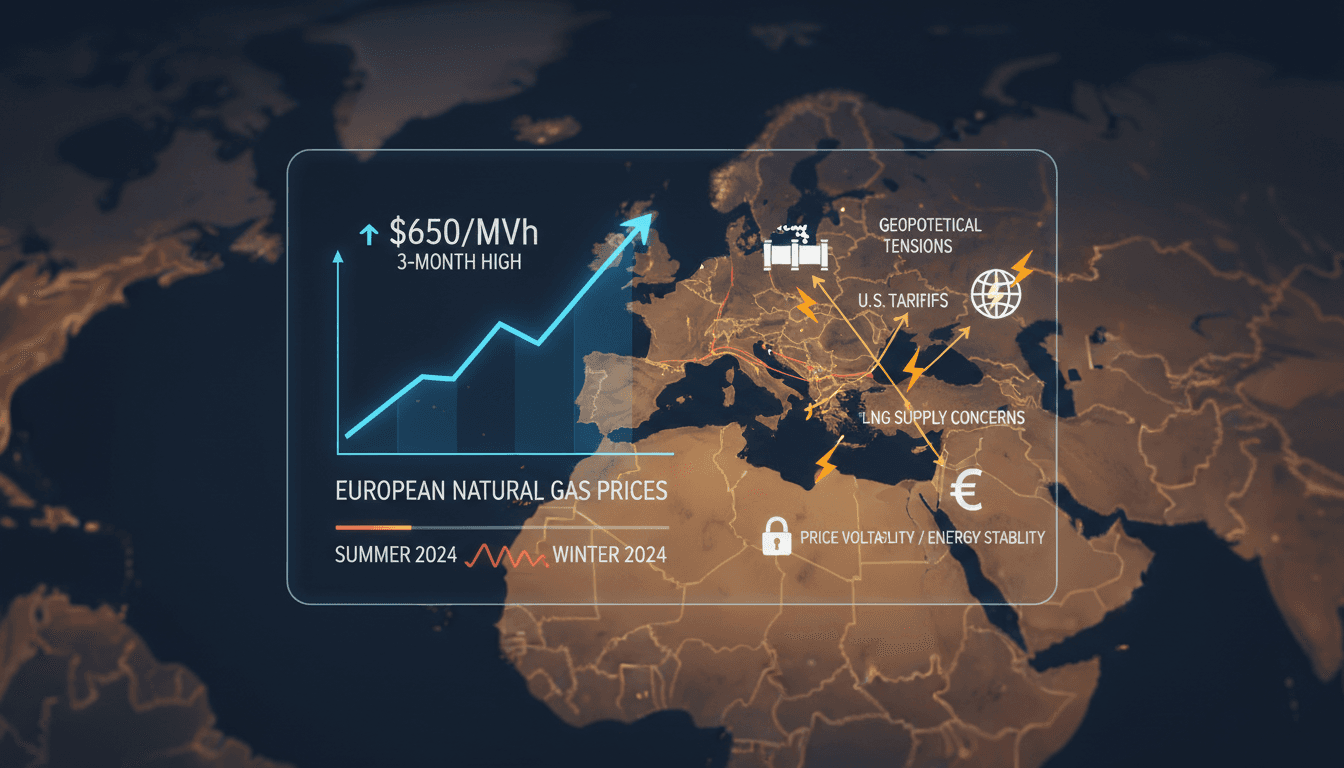 Graph showing the rise in European natural gas prices amid geopolitical tensions.