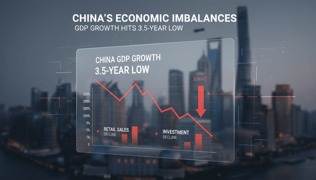 Graph showing China's GDP growth decline and economic indicators