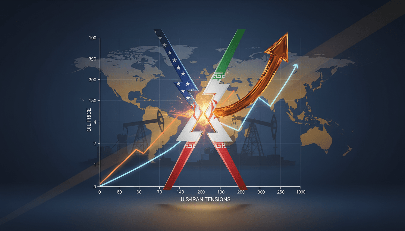Graph showing rising oil prices in response to U.S.-Iran clashes.