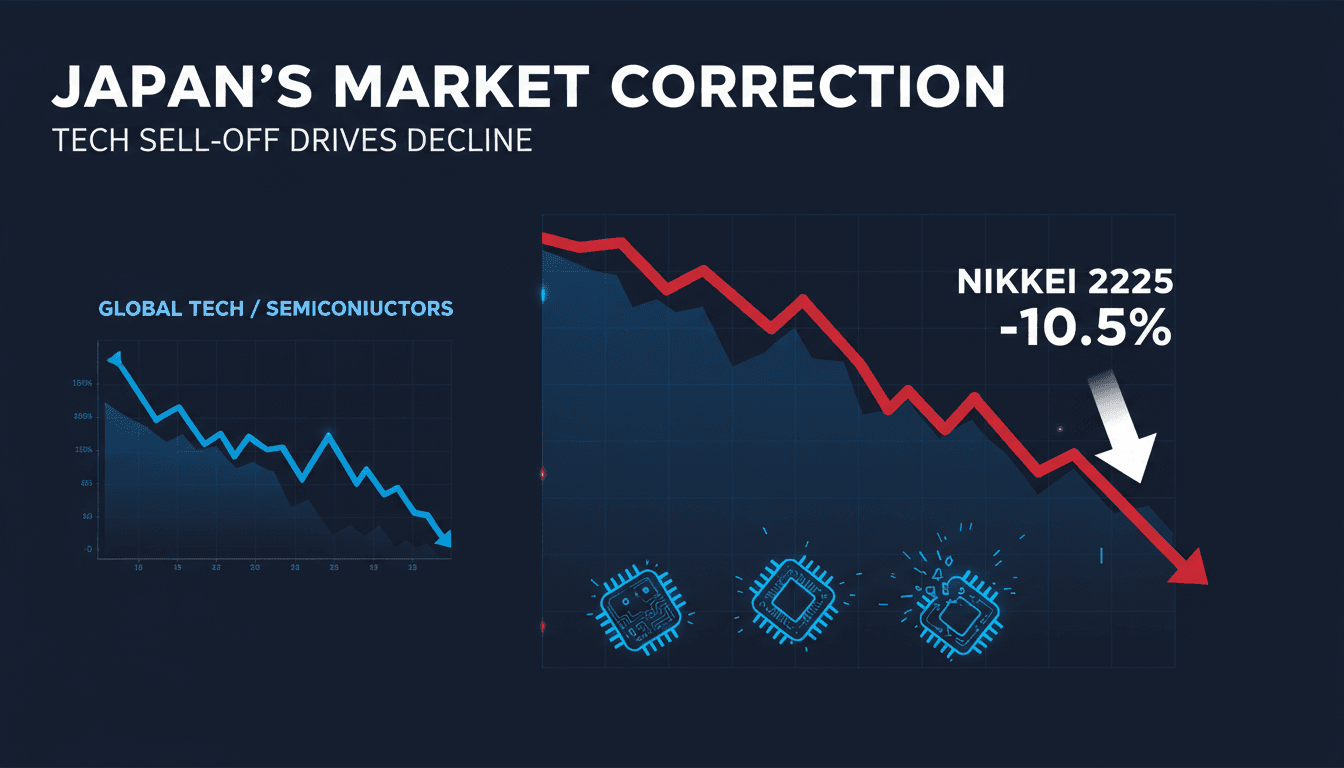 Graph showing Nikkei 225 performance and semiconductor stock trends.