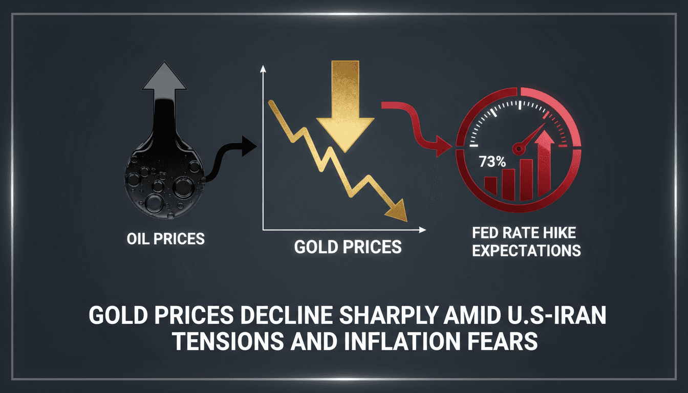 Gold prices decline sharply amid U.S.-Iran tensions and inflation fears