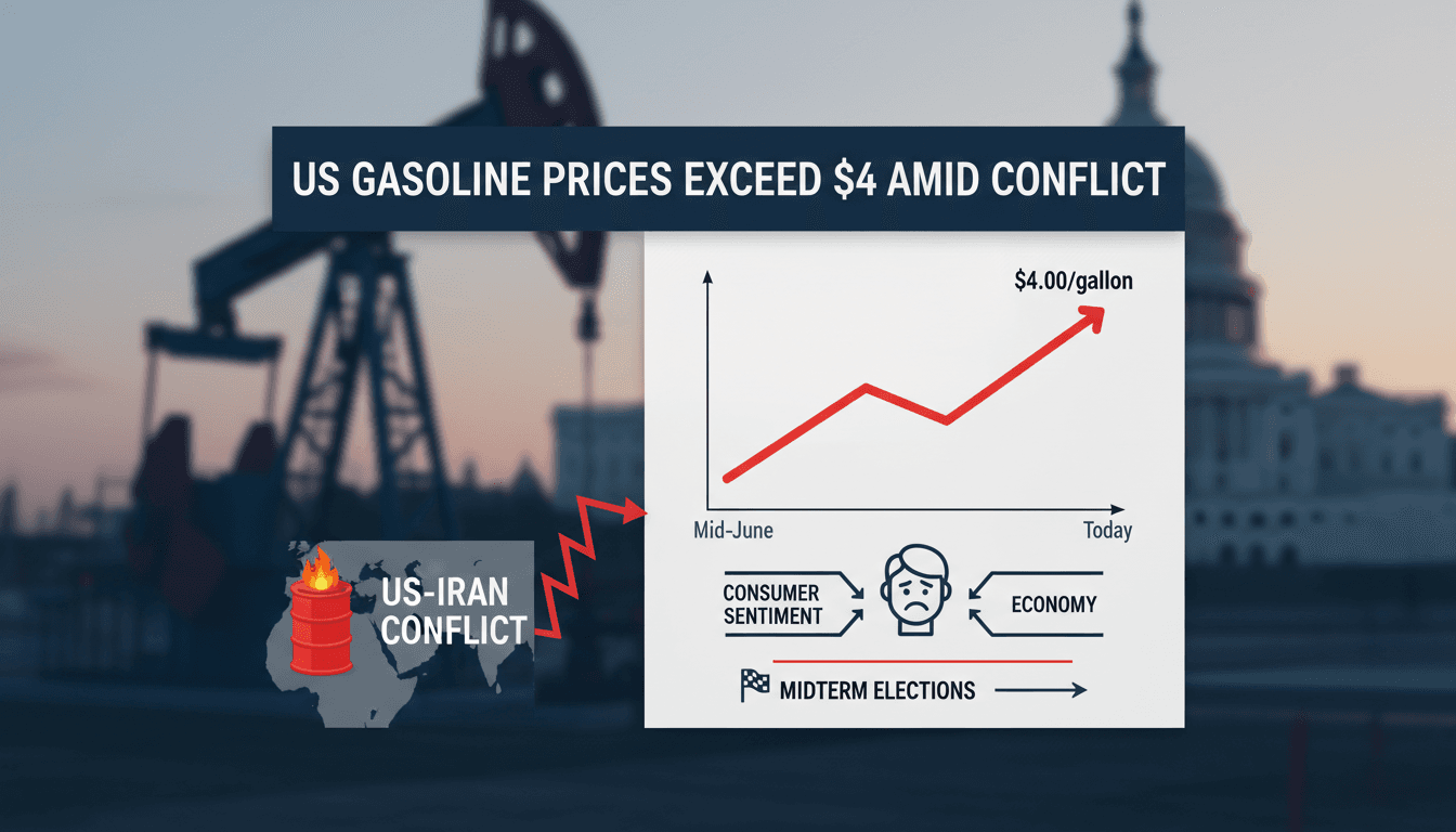 Gas station with rising prices amid geopolitical tensions