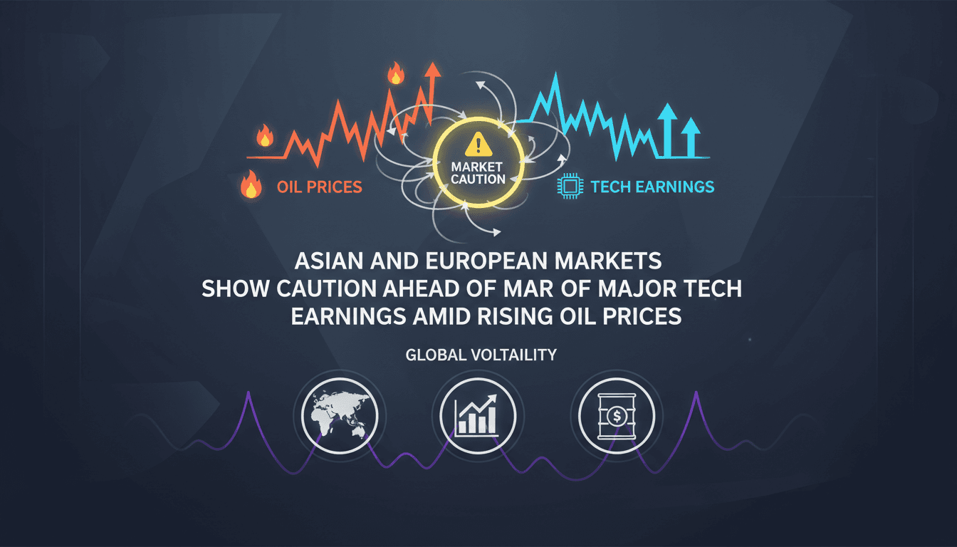 A visual representation of market trends influenced by oil prices and tech earnings.