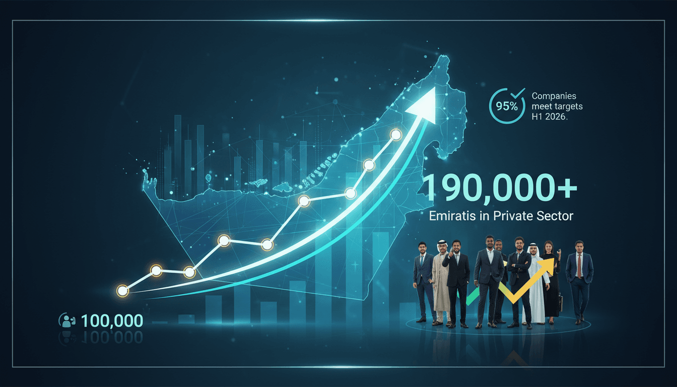 Emirati professionals engaged in various sectors of the UAE's private industry.