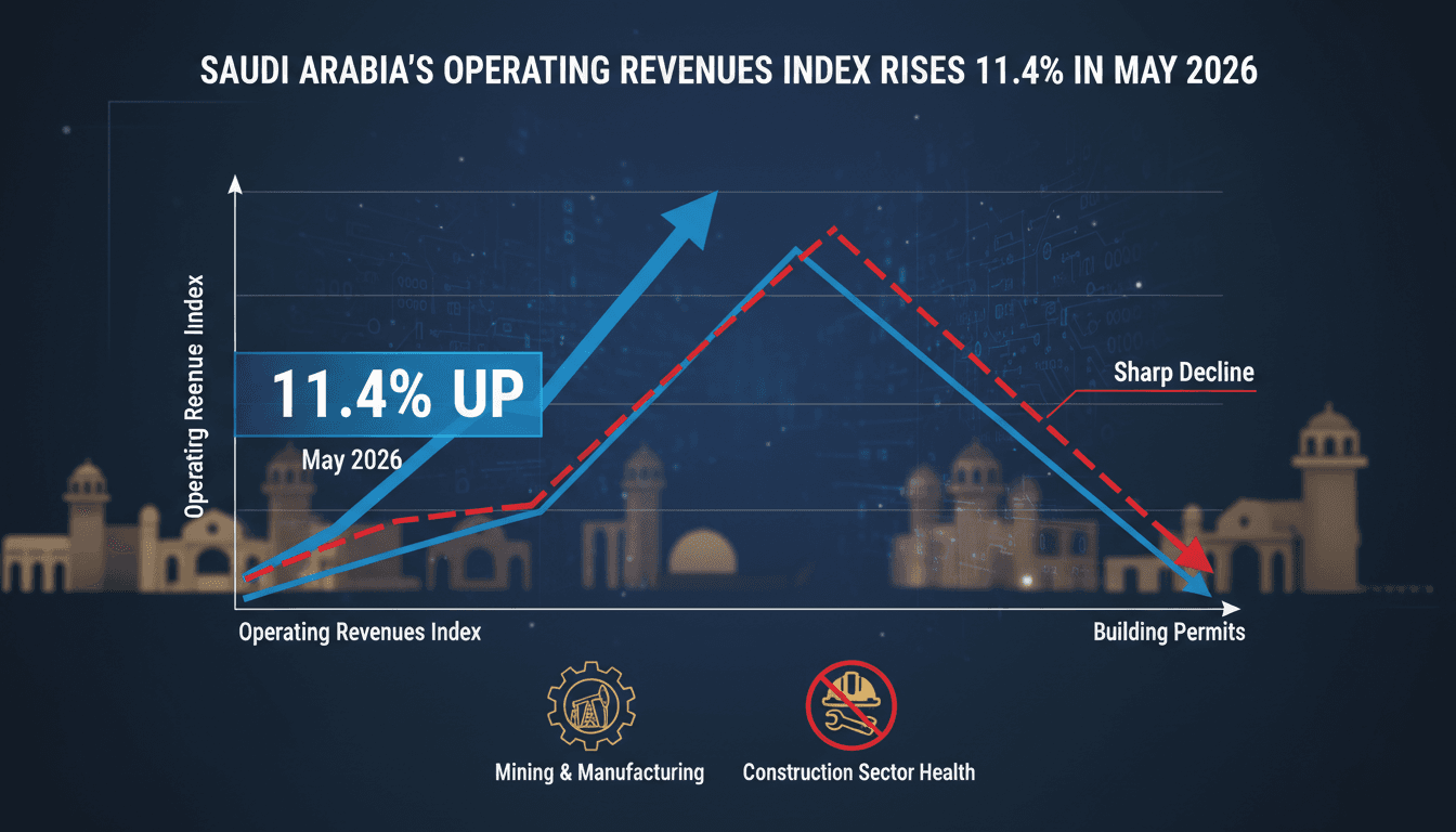 Graph showing Saudi Arabia's economic growth and building permit decline