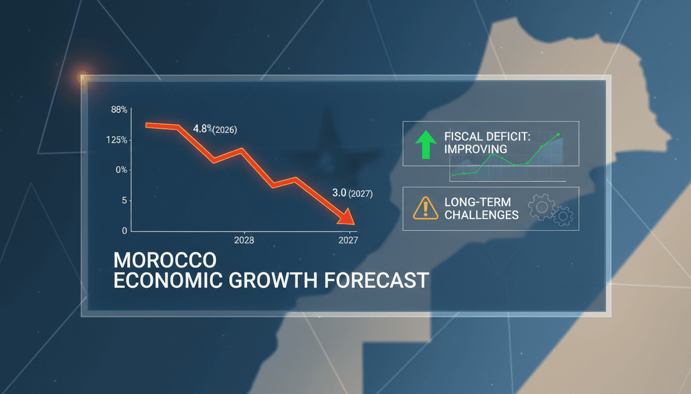 Graph showing Morocco's economic growth forecast decline to 3% by 2027