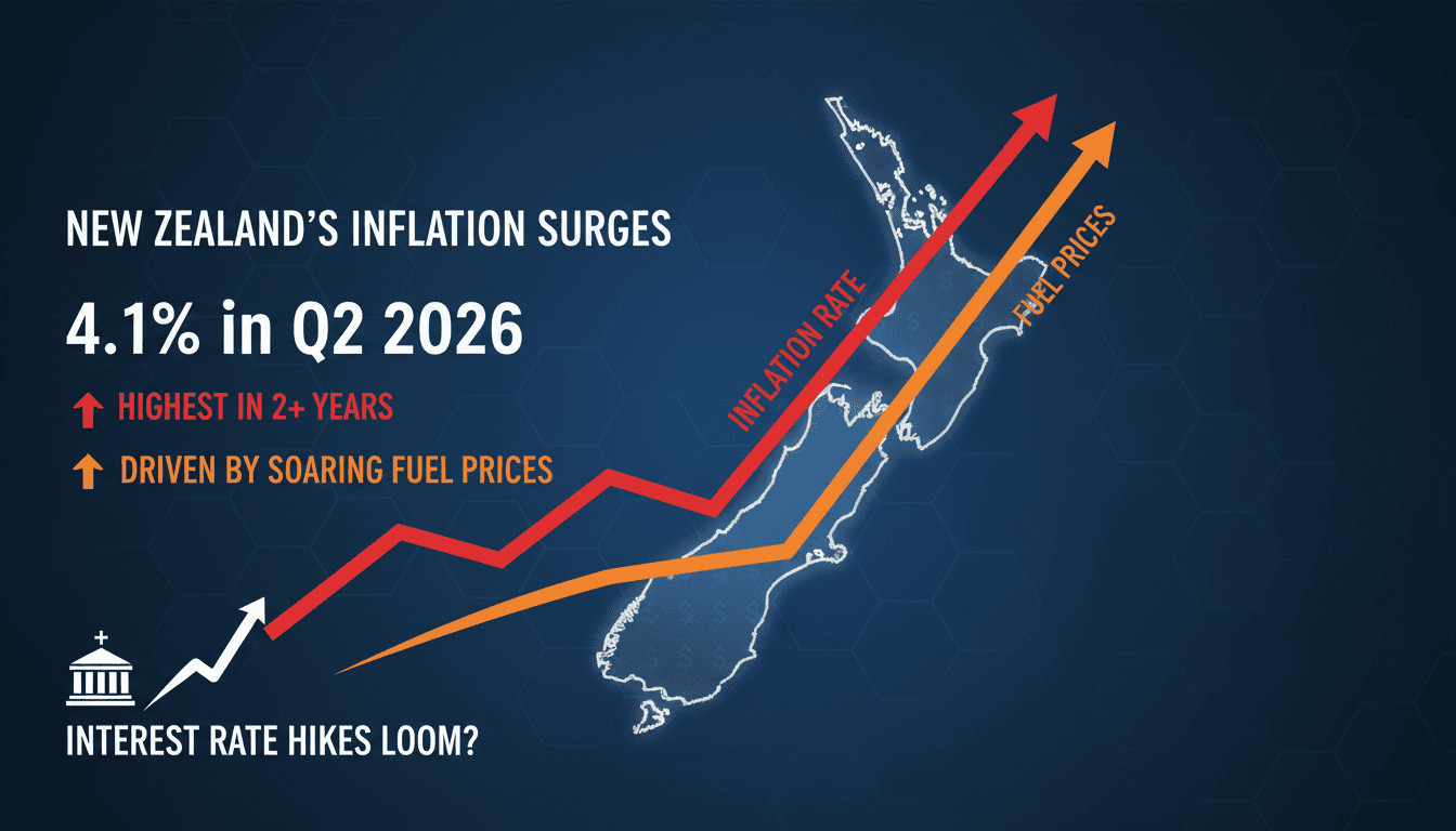 Graph showing New Zealand's inflation rate increase in Q2 2026