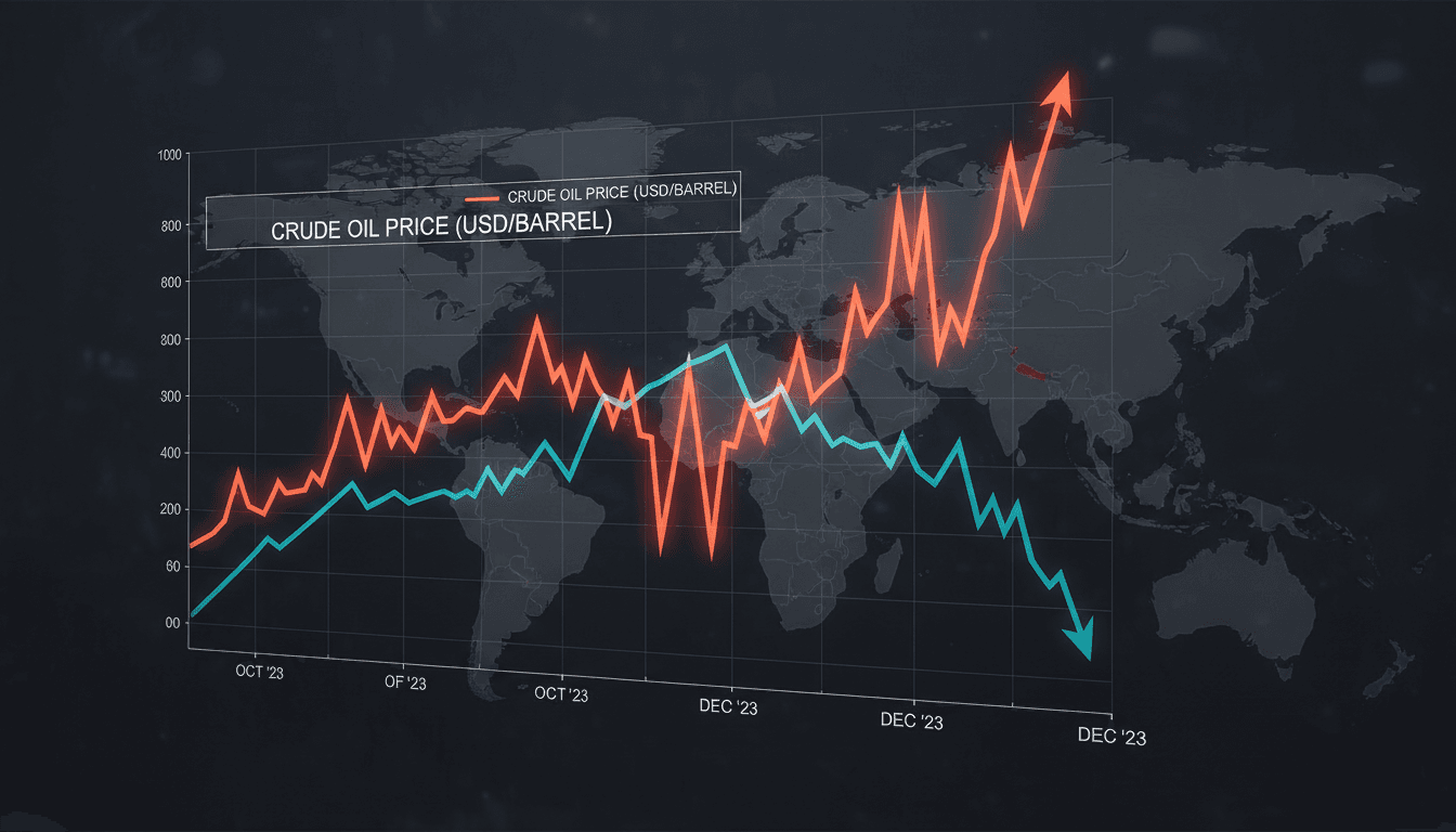 Graph showing the decline of the Indian rupee against rising oil prices.