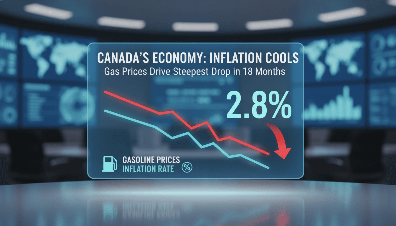 Graph showing the decline in Canada's inflation rate and gasoline prices.