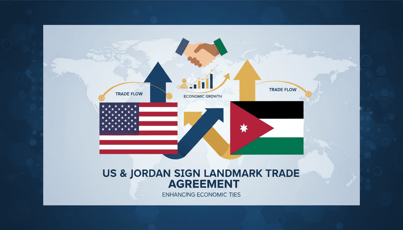 US and Jordan officials signing a trade agreement