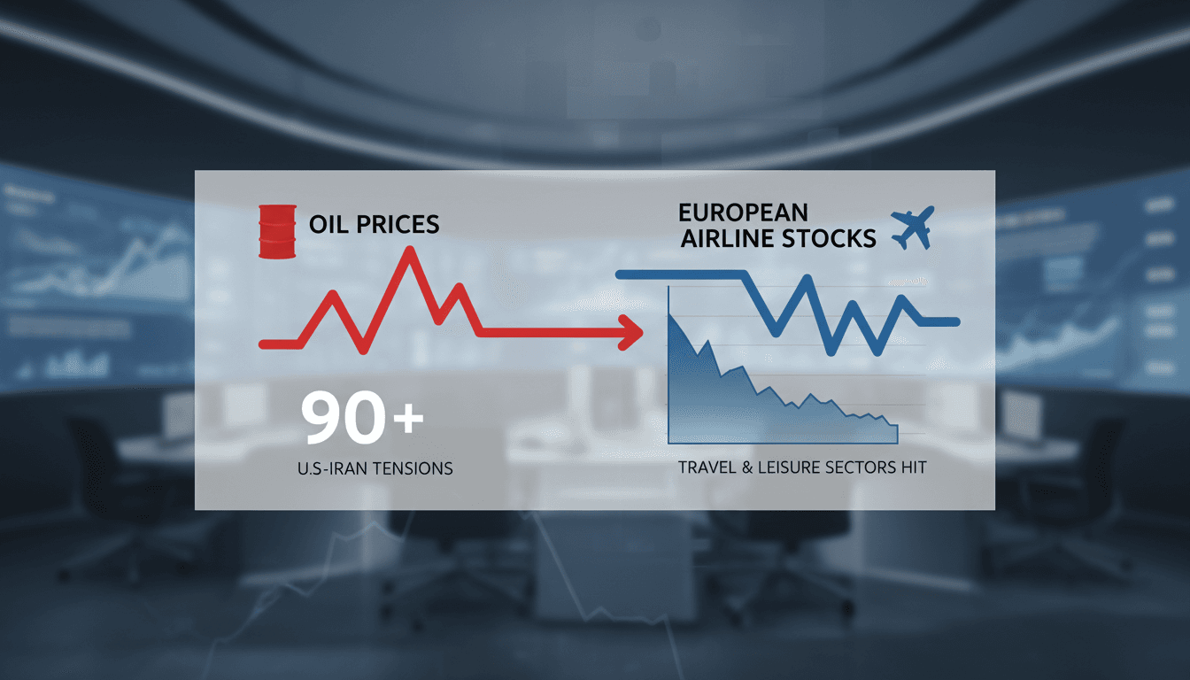 Graph showing the decline of European airline stocks alongside rising oil prices.