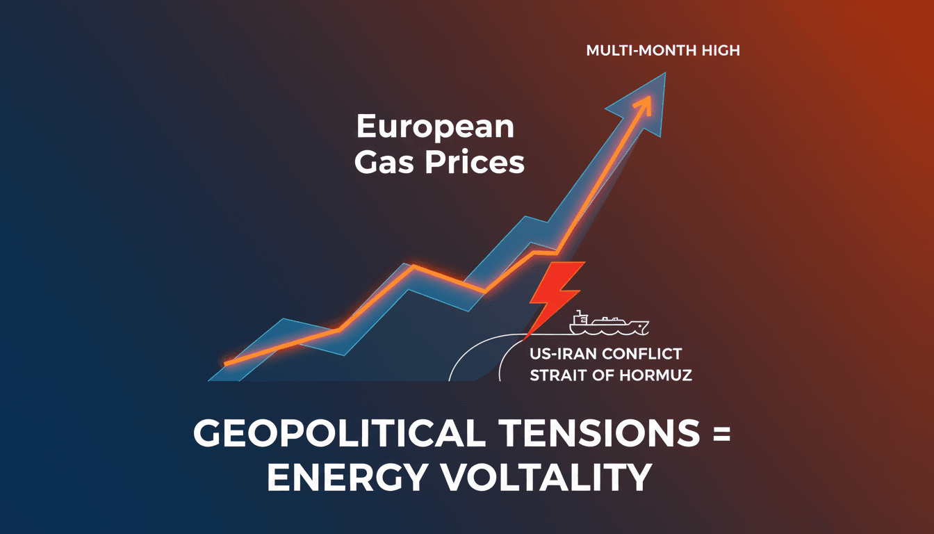 European gas prices rise amid geopolitical tensions in the Middle East.