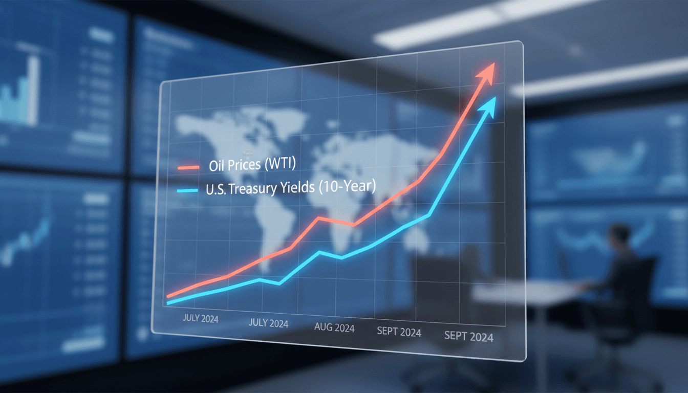 Graph showing the rise of U.S. Treasury yields alongside oil price increases.