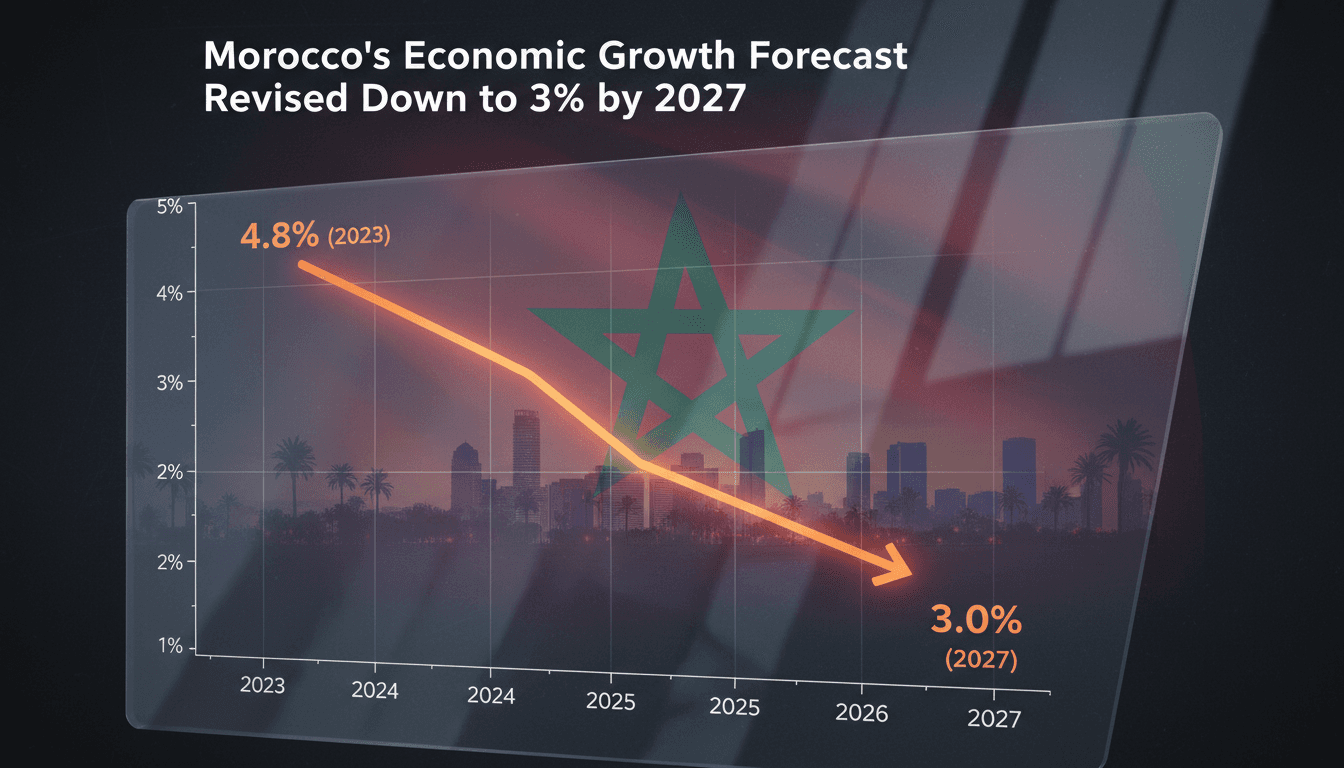 Graph showing Morocco's economic growth forecast decline to 3% by 2027