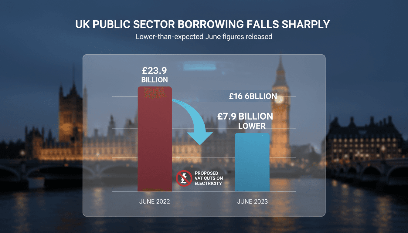 Graph showing UK public sector net borrowing trends and VAT proposal impact