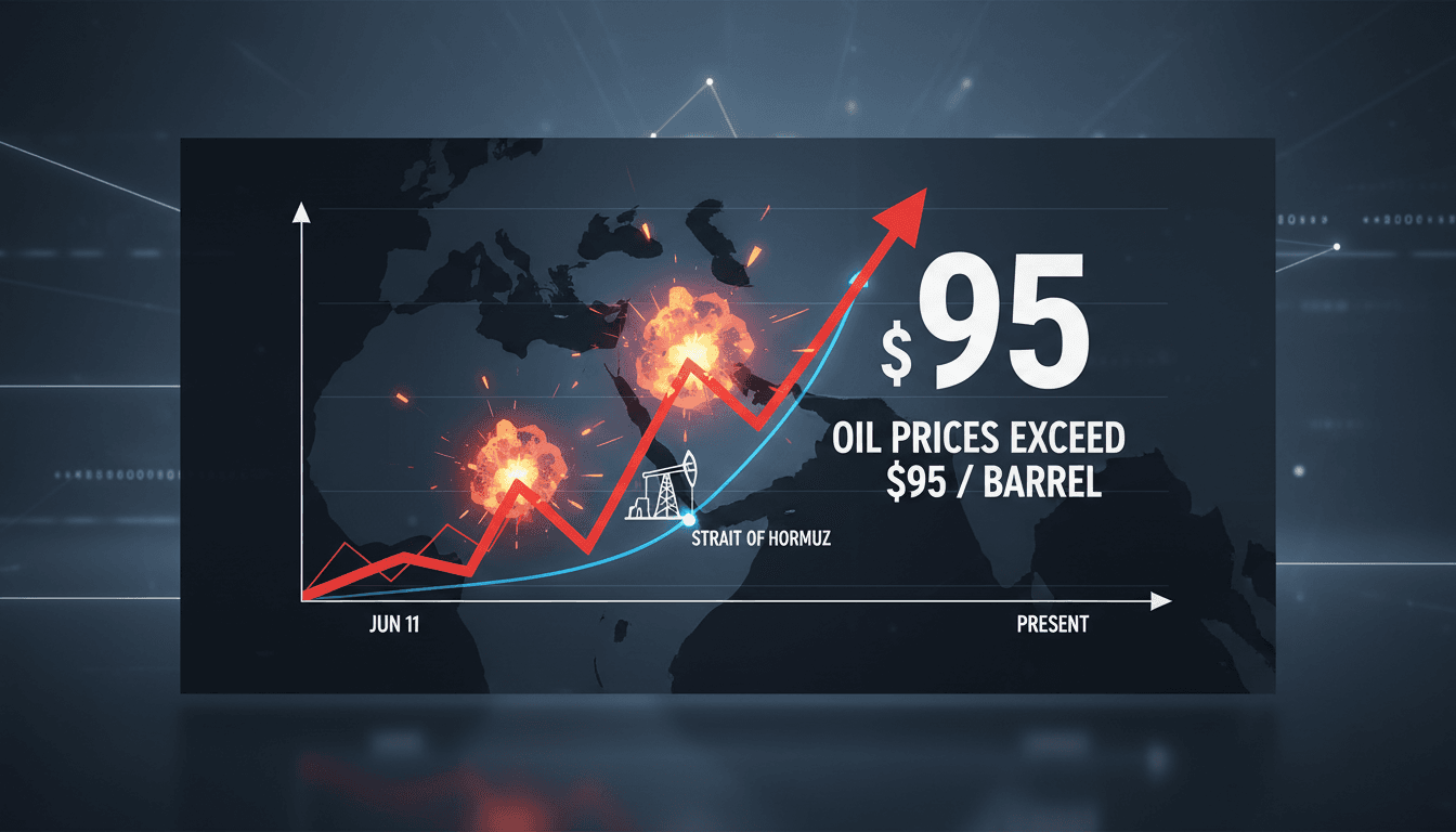 Graph showing the rise of oil prices amid geopolitical tensions in the Middle East.