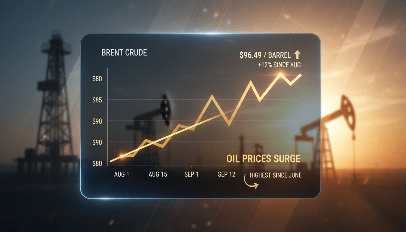 Graph showing the rise in Brent crude oil prices since June