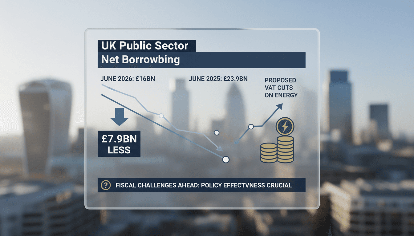 UK reports lower public sector net borrowing for June 2026