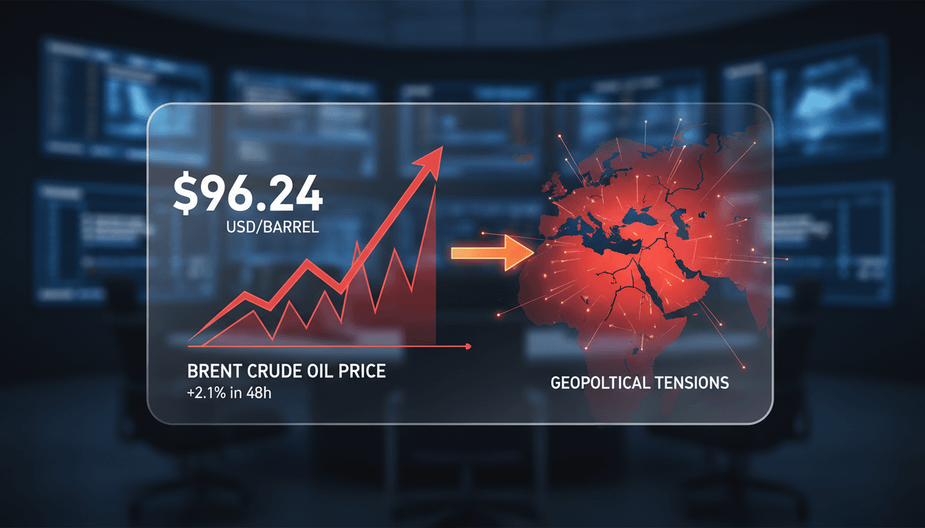 Graph showing the rise of Brent crude oil prices amid geopolitical tensions.