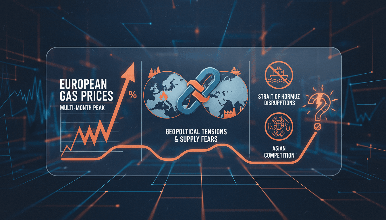 Graph showing the rise in European gas prices amid geopolitical tensions.