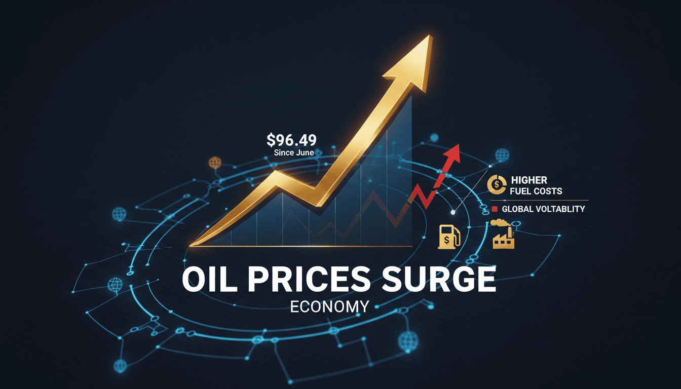 Graph showing the rise in oil prices over the past week.