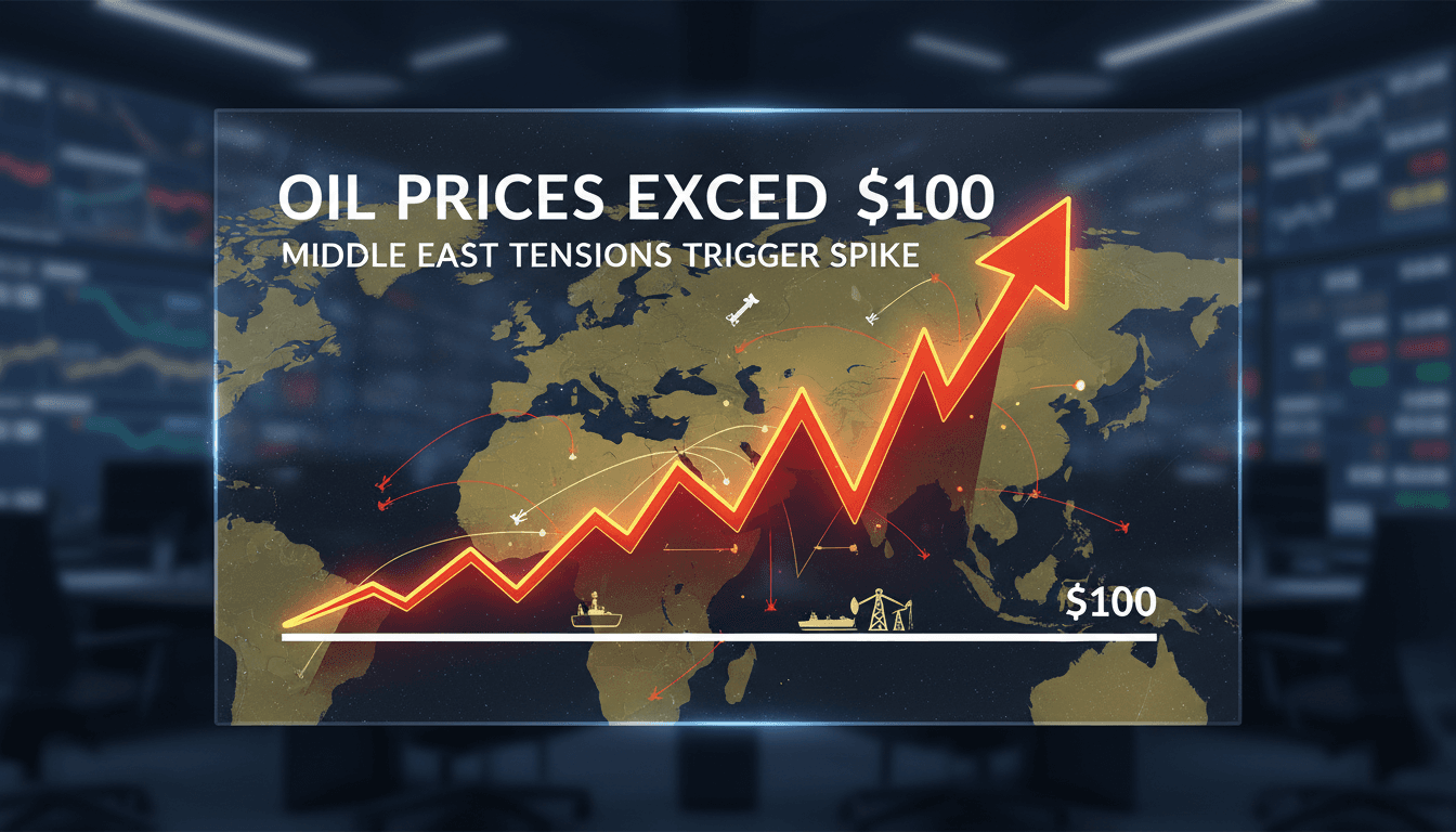 Oil prices rise above $100 per barrel amid geopolitical tensions.