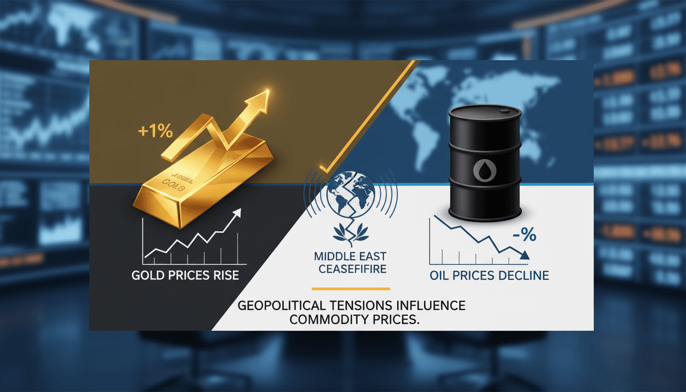 Gold bars with fluctuating oil price graphs in the background.